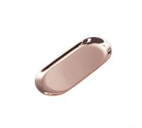 Plateau ovale en acier inoxydable pour présentoir de bougies, décoration nordique et tri de bijoux (or rose, 18 x 8,5 cm)