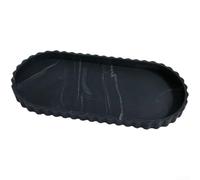 Plateau ovale en silicone en dentelle pour cuisine, rangement de bureau, plat en forme de vague, tapis antidérapant (noir)