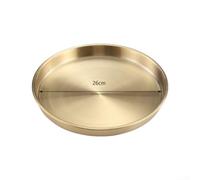 Plateau plat rond en acier inoxydable finition or mat 18-28 cm Plateau de service de luxe pour dîner, fête, traiteur, buffet (26 cm)