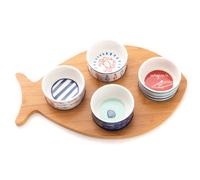 Plateau poisson et ses 4 bols Ariel