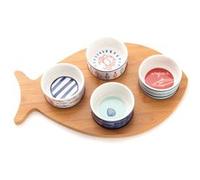 Plateau poisson et ses 4 bols Ariel - Amadeus - Marron - Porcelaine Marron G
