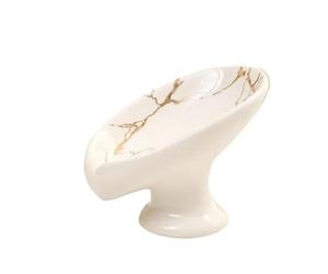Plateau Porte-Savon en céramique avec Trou de vidange | Boîte de rangement étanche for salle de bain(Bianco)