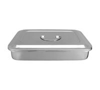Plateau pour Outils à Ongles en Acier Inoxydable avec Couvercle | Poignée Pratique, Finition Argentée, Usage Studio et Services Mobiles, Protection Hygiénique Scellée