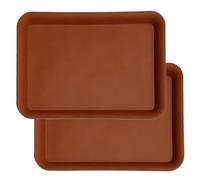 Plateau pour Plantes Rectangulaire en Résine Durable, Soucoupe Pot de Fleur | Plateau d'Égouttement pour Plantes Facile à Déplacer avec Bords Larges pour Sol Tapis, 2 Pack(Brown,80x54cm/31.5x21.3in)