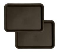 Plateau pour Plantes Rectangulaire en Résine Durable, Soucoupe Pot de Fleur | Plateau d'Égouttement pour Plantes Facile à Déplacer avec Bords Larges pour Sol Tapis, 2 Pack(Black,80x54cm/31.5x21.3in)