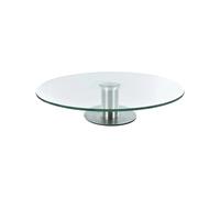 Lily cook - KA1742 Plateau Rond Tournant - Plat Rotatif sur Pied en Inox - Verre et Métal Acier Inoxydable - Pour une Présentation Elégante - Ø 30 x H 7 cm - Transparent et Gris