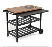 Plateau Rabattable et Roues Mobiles Cuisine Pratique Chariot Barbecue pour Grillades au Jardin