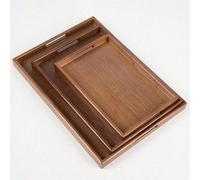 Plateau rectangulaire en bambou couleur bois avec poignée, plateau pour petit-déjeuner au lit, thé, café et collations, fournitures de cuisine, décoration de la maison et de la chambre, plateau de ran