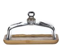 Plateau rectangulaire en bois avec couvercle en verre