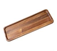 Plateau Rectangulaire en Bois Massif Acacia Design Minimaliste pour Thé et Snacks 28x10,2cm(C)