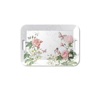Plateau rectangulaire en mélamine fleurs anglaises et papillons