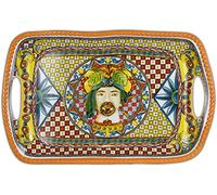 Plateau rectangulaire en porcelaine avec poignées 45,5 x 29 cm collection Trinacria di Baci Milano
