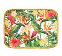 Les Jardins de la Comtesse - Grand Plateau en Mélamine Pure Rouge Corail/Vert - Grand Plateau de Présentation du Service de Table Fleurs Exotiques - Collection Vaisselle MelARTmine - 45x32 cm