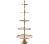 Plateau rond 5 niveaux en aluminium doré 65x65x165 cm