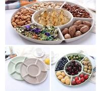 Plateau rond à compartiments multiples - Plateau en plastique durable, convenant pour contenir des collations, des noix, des fruits et des amuse-gueules, idéal pour les fêtes, les mariages, les vacanc