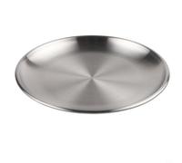 Plateau rond à plusieurs niveaux en acier inoxydable 304 brossé résistant à la rouille 20 x 20 x 35 cm pour servir des desserts chauds (argent)