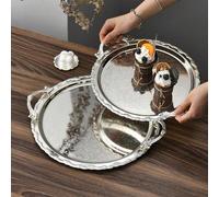 Plateau rond de luxe avec poignée, plateau de fête et plat de service, vaisselle de cérémonie de bénédiction, plateau de rangement pour cosmétiques et bijoux (3 options de taille) petit,Moyen,grandBlo