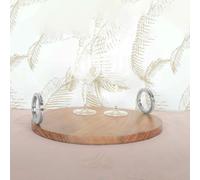 Plateau rond en bois avec anse argent