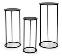 Plateau rond en fer noir, différentes dimensions : diam. 32h70, 27h60, 22x50 cm