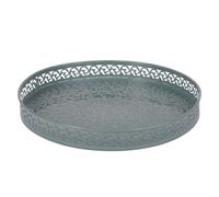 Plateau rond en métal bleu gris à relief 31x3.8x31cm Vert