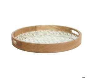 Plateau rond Inaya D38cm vert olive et manguier - Atmosphera Créateur d'intérieur