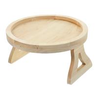 Plateau Rond Pliable en Bois pour Canapé Pieds, Usage Maison | Design Stable et Portable, Forme Ronde, Structure à Clipser, Plateau D’appoint pour Collations