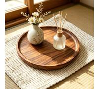 Plateau rond vintage en bois, plateau de service à la maison pour les collations, organisateur de bijoux pour la chambre, plateau de décoration de bureau Wabi-Sabi pour le salon 12 cm,15 cm,18 cmPlant