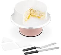 Plateau rotatif - Livré avec des cales et des feuilles abrasives - Diamètre de 30 cm - En plastique rose - Idéal pour les présentations et les fêtes