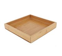 Plateau service en bambou, plateau petit-déjeuner rectangulaire en bois plateau de service alimentaire pour gâteau au pain pizza thé fruits vaisselle ménagère(19.3 * 19.3 * 3cm)