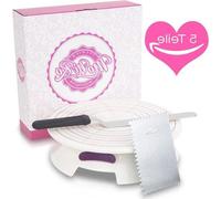 Plateau tournant électrique avec un diamètre de rotation de 30 cm - Kit professionnel pour la pâtisserie au fondant - Coin en acier inoxydable - Outil de décoration de gâteaux avec plateau tournant