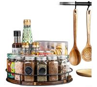 Plateau tournant en bois d'acacia avec rotation fluide pour l'organisation à la maison de bouteilles d'épices, cosmétiques, collations, boissons et petits essentiels quotidiens (1229 cm)