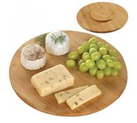 Plateau tournant en bois - Plateau rotatif à 360° - Plateau rotatif rond en bambou - Plateau tournant en bois naturel - Plateau de présentation pour servir - Planche à épices - Dimensions : 35 cm x 35