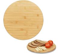 Plateau tournant en bois, rond, pour servir du fromage, de la charcuterie et des en-cas, Ø 32 cm, fonction tournante, aspect naturel