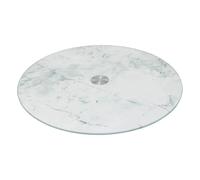 Plateau Tournant en Verre Effet Marbre 31cm Blanc