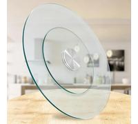 Plateau Tournant en Verre pour Table à Manger, 60/70/80 cm Rond Dessus de Table, Grand Plateau Tournant Rotatif pour Repas Familial(Clear,70cm/28in)