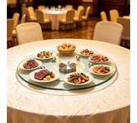Plateau Tournant En Verre Pour Table À Manger Lazy Susan Plateau Rotatif | Plat Rotatif Rond Assiette De Service Rotative Avec Silencieux Base Pour Cuisine Banquets Facile À Nettoyer(80cm/31in)