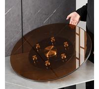 Plateau tournant Lazy Susan de 81,3 cm - Plateau de service rotatif robuste pour table à manger, table en C marron, rotation facile, parfait pour les fêtes, les rassemblements et les repas de famille