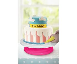 Plateau Tournant - LILY COOK - Déco Gâteau - Rose et Blanc