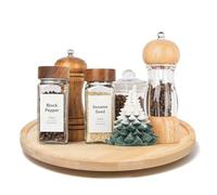 Plateau Tournant Rond Bois d'acacia 30cm Plateau de Service Rotatif | D'acacia Plateaux en Bambou Rotatif à 360° pour Servir épices Fromage Confiture Desserts Assiettes