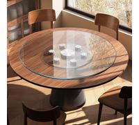 Plateau tournant rond en verre trempé de 81,3 cm - Plateau de service rotatif pour centre de table - Idéal pour les grandes réunions et les repas de famille