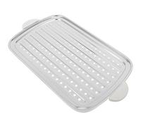 Plateau Vapeur Rectangulaire Inoxydable Acier pour Barbecue Extérieur | Usage Polyvalent, Nettoyage Facile, Format, Cuisson Rapide, pour Légumes et Raviolis, Finition Argenté