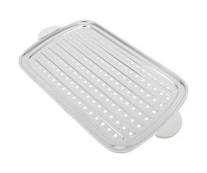Plateau Vapeur Rectangulaire Inoxydable Acier pour Barbecue Extérieur | Usage Polyvalent, Nettoyage Facile, Format, Cuisson Rapide, pour Légumes et Raviolis, Finition Argenté