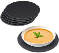 Plateaux à pizza anthracite, lot de 6, 25 cm, plateaux ronds pour servir des frites