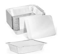 Plateaux carrés antiadhésifs en aluminium avec couvercles, 10 pièces, récipients alimentaires, outil de cuisine, bol de barbecue jetable, cuisson With Lid