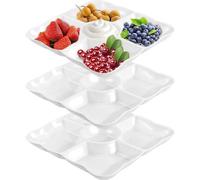 Plateaux de collation Famanu avec 5 compartiments - Blanc, réutilisables