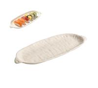 Plateaux de service en porcelaine avec poignées, assiette à sushi | Rectangulaire en céramique,Assiette d'apéritif multifonction, for l'hôtel du restaurant à domicile(White)