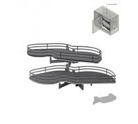Plateaux doubles pivotants pour meuble d'angle 846BE Combi's - Ellite titanium - largeur 450 mm - droit INOXA