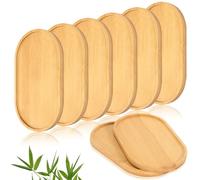 Plateaux Ovales en Bambou, 8 Pièces Service Bois Petit Plateau De Service, Petit Plateau Decoratif Assiette pour Dessous De Verre Thé Café Gâteau Les Desserts