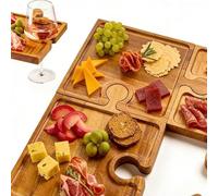 Plateaux pour fêtes, planches à découper en bois pour tranches | Plateau pour charcuterie avec poignées pour collations, gâteaux, desserts, cuisine, maison, salon, table, fête, buffet