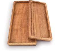 Plateaux rectangulaires en bois d'acacia pour présenter les aliments, barbecue, buffet, cadeau pour amis et famille (lot de 2)